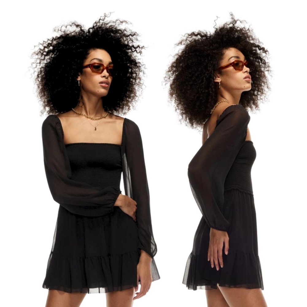 Aritzia Babaton Black Chiffon Dress